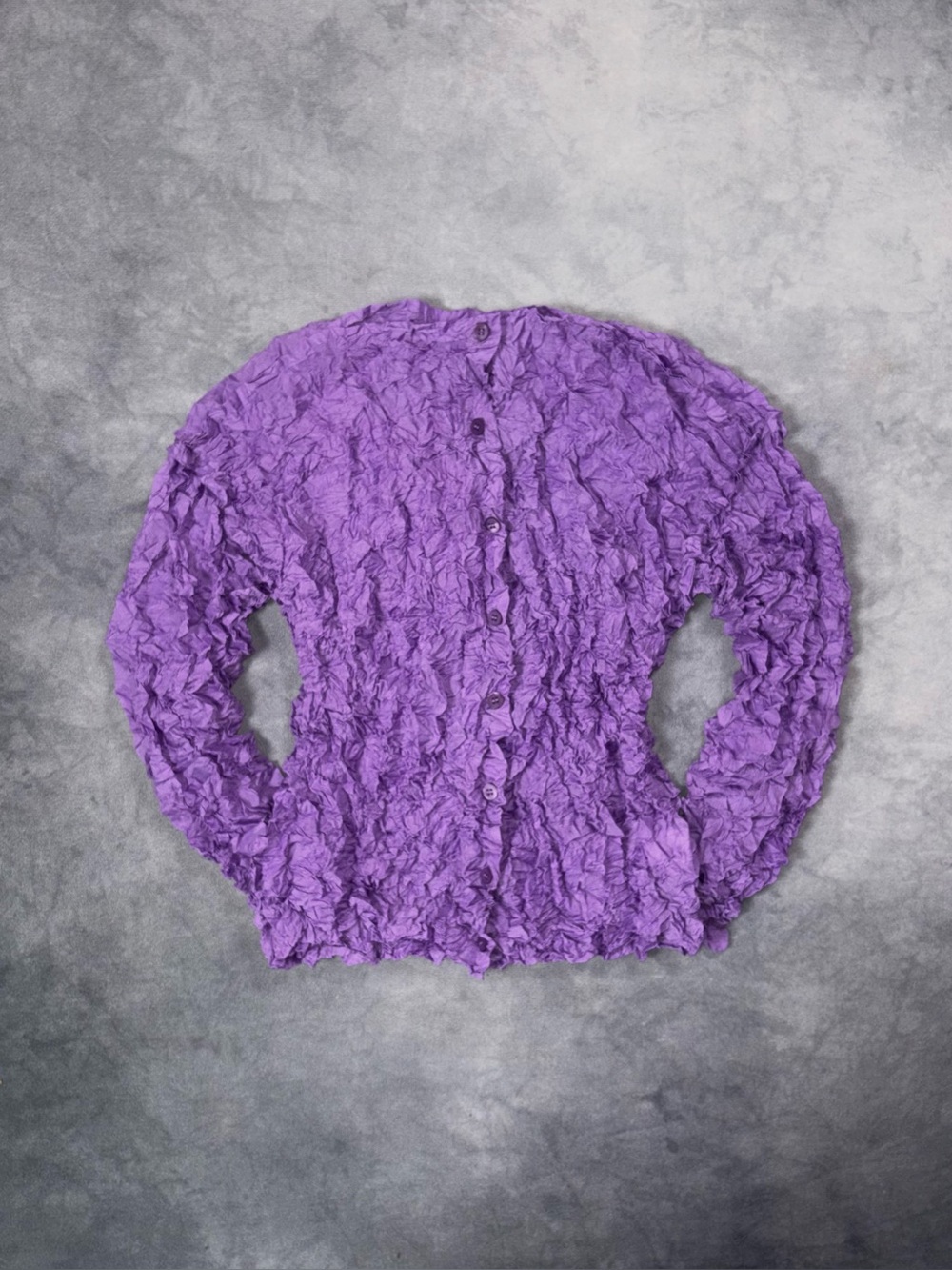 ISSEY MIYAKE ME Purple Crinkle Pleated Wrinkle Y2K Archive Avantgarde Cardigan